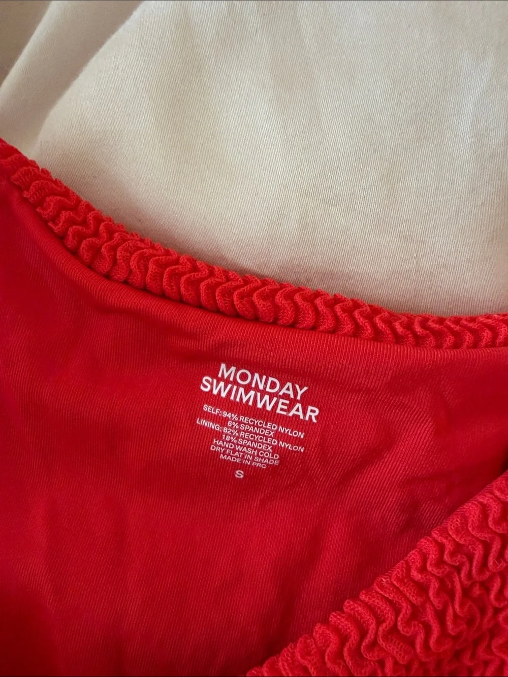 Monday Swimwear Byron Bottom- Chili Pepper Crinkle- Small